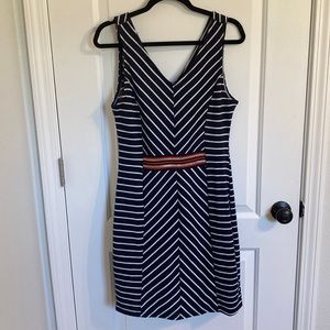 Navy blue & white fitted dress leshop large